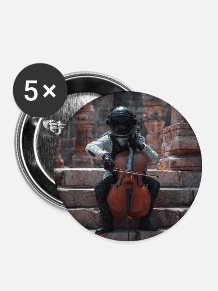 Kosmischer Astronaut spielt Cello - Buttons groß 56 mm (5er Pack) - Weiß