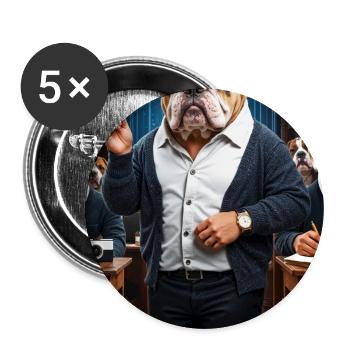 English Bulldog Humanoid Professor - Buttons large 2.2''/56 mm (5-pack) - white - Front