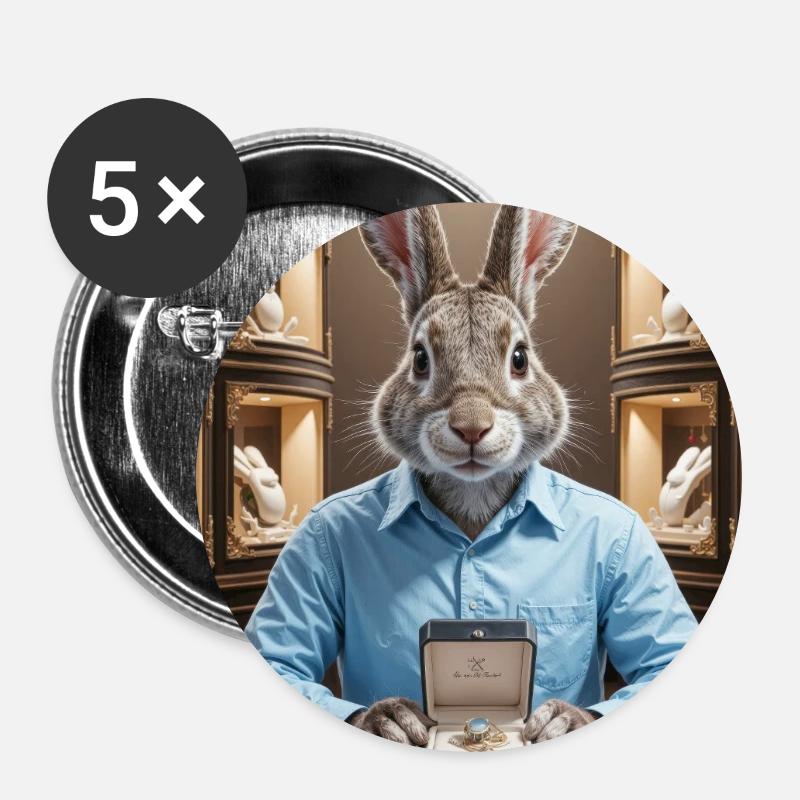 Humanoid Hare Jewelry - Buttons large 2.2''/56 mm (5-pack) - white