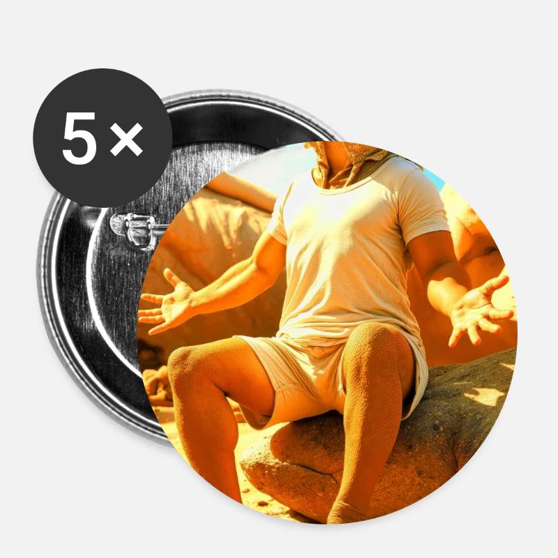 Humanoid Iguana in the Sun - Buttons large 2.2''/56 mm (5-pack) - white