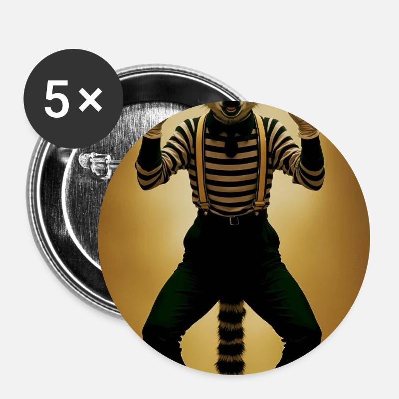 Lemur Humanoid Mime - Buttons large 2.2''/56 mm (5-pack) - white