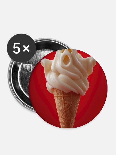 Geisterhaftes Genuss-Eis - Buttons groß 56 mm (5er Pack) - Weiß