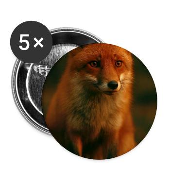 Wild animals, fox - Buttons large 2.2''/56 mm (5-pack) - white - Front