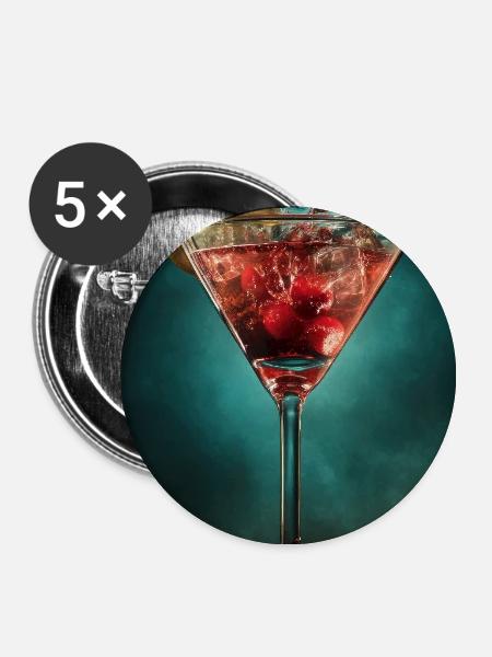 Purpurroter Kirsch-Martini-Spritzer - Buttons groß 56 mm (5er Pack) - Weiß
