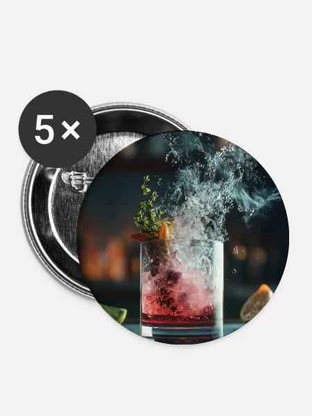 Crimson Splash Cocktail - Buttons groß 56 mm (5er Pack) - Weiß
