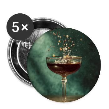 Smaragd Splash Cocktail Vintage Kunst - Buttons groß 56 mm (5er Pack) - Weiß - Vorne