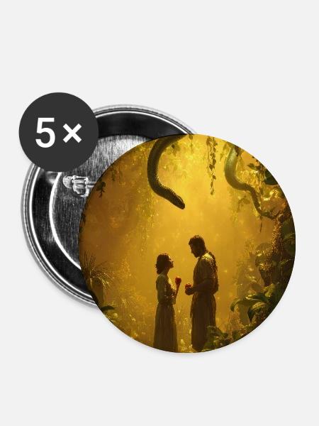 Verzauberte Dschungel-Romantik - Buttons groß 56 mm (5er Pack) - Weiß