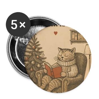 Alles gebucht für Christmas Cat - Buttons groß 56 mm (5er Pack) - Weiß - Vorne