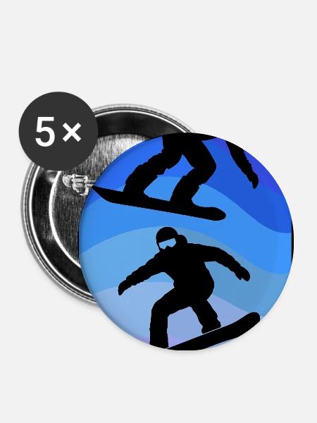 Snowboarding - Buttons groß 56 mm (5er Pack) - Weiß