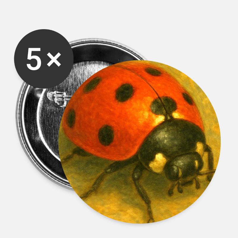 Red Ladybug Art Print - Buttons large 2.2''/56 mm (5-pack) - white