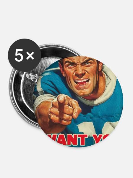 Americcna Football - Buttons groß 56 mm (5er Pack) - Weiß