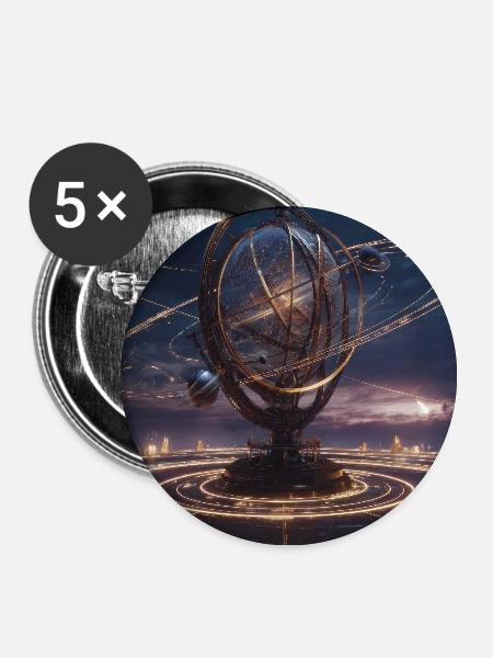Lichtkräftige Armillarbahn - Buttons groß 56 mm (5er Pack) - Weiß