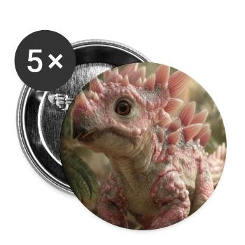 Pink Stegosaurus in Ember Forest - Buttons large 2.2''/56 mm (5-pack) - white - Front