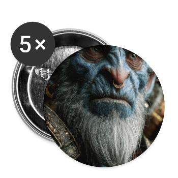 Orkkönig in kunstvoller Rüstung - Buttons groß 56 mm (5er Pack) - Weiß - Vorne
