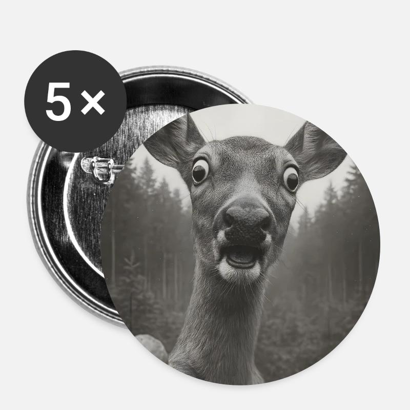 Wenn ein Reh ein Ufo sieht - Buttons groß 56 mm (5er Pack) - Weiß