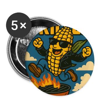 Geboren zum Grillen - geboren um gegrillt zu sein - Buttons groß 56 mm (5er Pack) - Weiß - Vorne