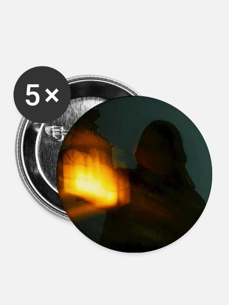 Nachtlicht im Schatten - Buttons groß 56 mm (5er Pack) - Weiß