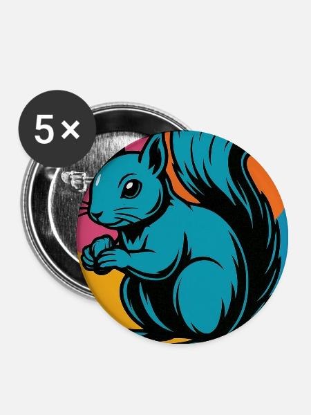 Buntes Eichhörnchen Pop Art - Buttons groß 56 mm (5er Pack) - Weiß