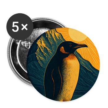 Northern Lights penguin at sunset - Buttons large 2.2''/56 mm (5-pack) - white - Front