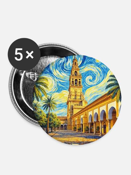 Cordoba Spain - Buttons groß 56 mm (5er Pack) - Weiß