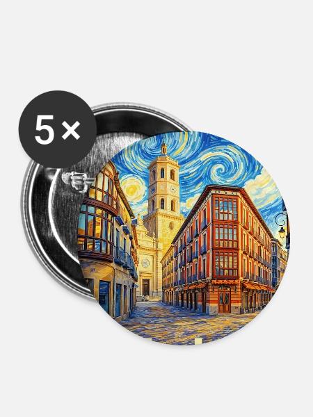 Valladolid Spain - Buttons groß 56 mm (5er Pack) - Weiß