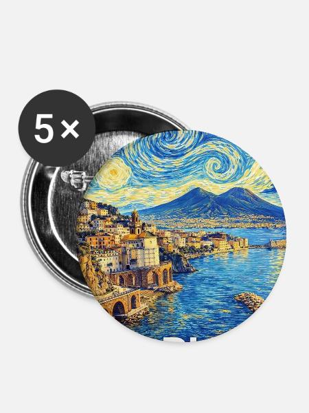 Neapel, Italien - Buttons groß 56 mm (5er Pack) - Weiß