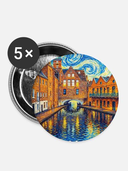 Birmingham, England - Buttons groß 56 mm (5er Pack) - Weiß