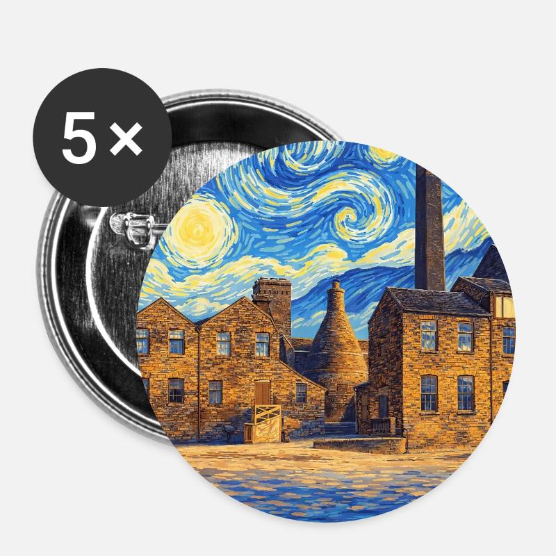 Stoke-on-Trent, England - Buttons large 2.2''/56 mm (5-pack) - white