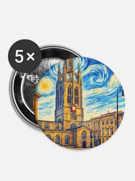 Newcastle, England - Buttons groß 56 mm (5er Pack) - Weiß