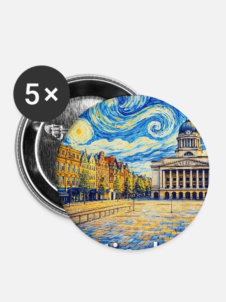 Nottingham, England - Buttons groß 56 mm (5er Pack) - Weiß
