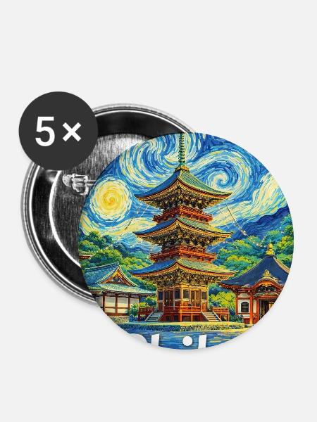 Chiba, Japan - Buttons groß 56 mm (5er Pack) - Weiß