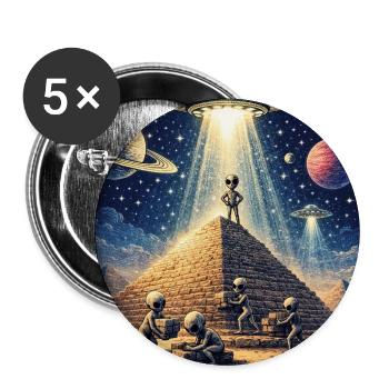 Alien Pyramid UFO - Buttons groß 56 mm (5er Pack) - Weiß - Vorne