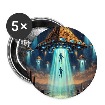 Alien UFO Pyramid Rocket - Buttons groß 56 mm (5er Pack) - Weiß - Vorne