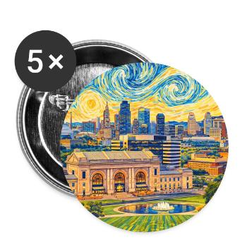 Kansas City, Missouri - Buttons large 2.2''/56 mm (5-pack) - white - Front