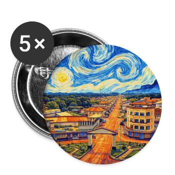 Bangui Cityscape Poster Starry Night - Buttons large 2.2''/56 mm (5-pack) - white - Front