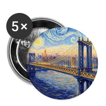 Manhattan Bridge in Star Swirl Style - Buttons large 2.2''/56 mm (5-pack) - white - Front
