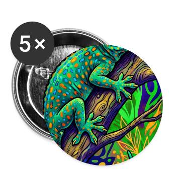 Gecko - Lot de 5 grands badges (56 mm) - blanc - Devant