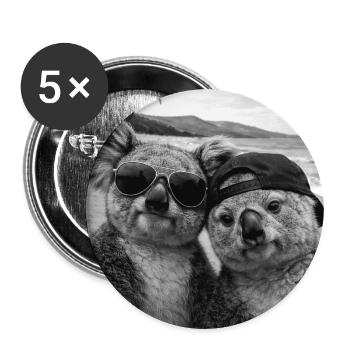 Koalas sur la plage : duo de lunettes de soleil - Lot de 5 grands badges (56 mm) - blanc - Devant