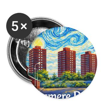 Ellesmere Port & Neston England Skyline - Buttons groß 56 mm (5er Pack) - Weiß - Vorne