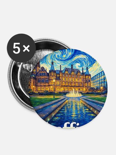 Sheffield England Sternennacht - Buttons groß 56 mm (5er Pack) - Weiß