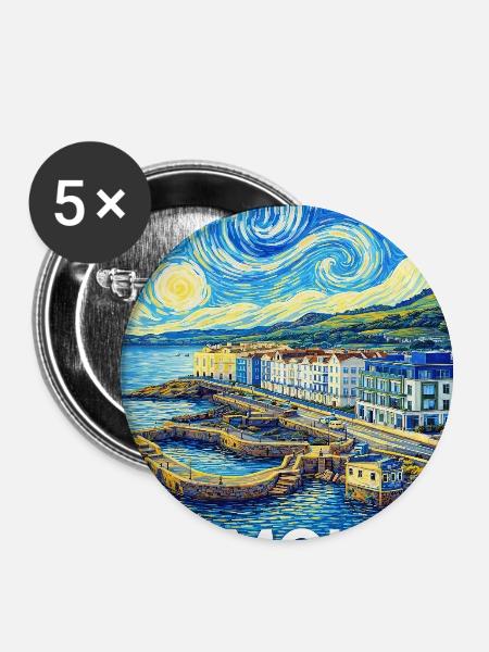 Plymouth England Küsten-Impression - Buttons groß 56 mm (5er Pack) - Weiß