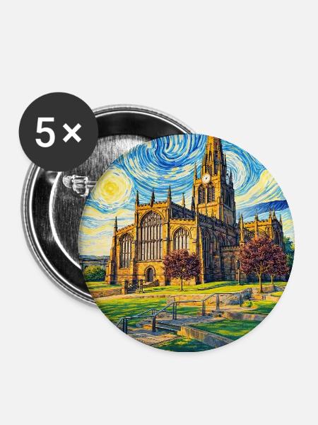 Rotherham England Minster Sternennacht - Buttons groß 56 mm (5er Pack) - Weiß