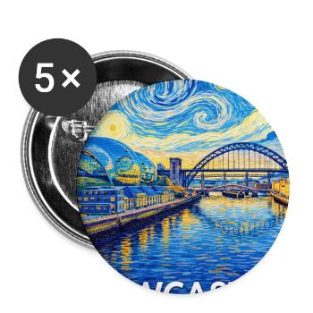 Newcastle Tyne Starry Sky Artwork - Buttons large 2.2''/56 mm (5-pack) - white - Front