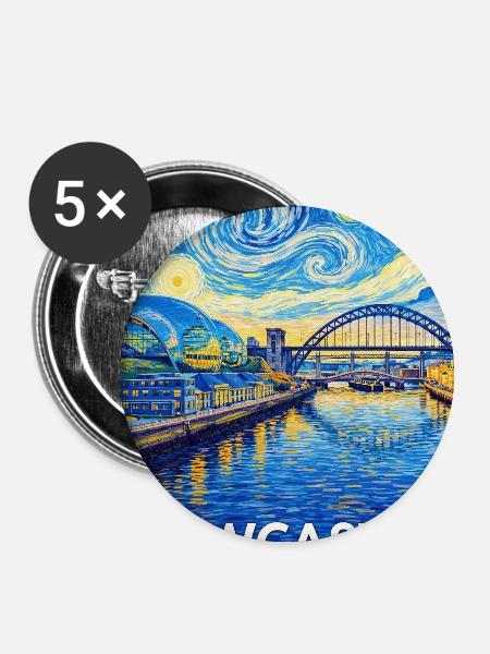 Newcastle Tyne Sternenhimmel Kunstwerk - Buttons groß 56 mm (5er Pack) - Weiß