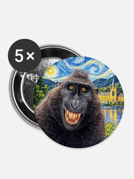 Makake Sternennacht - Buttons groß 56 mm (5er Pack) - Weiß
