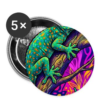 Gecko - Buttons groß 56 mm (5er Pack) - Weiß - Vorne
