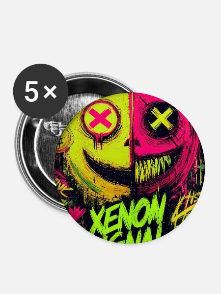 Xenon-Signal-Graffiti - Buttons groß 56 mm (5er Pack) - Weiß