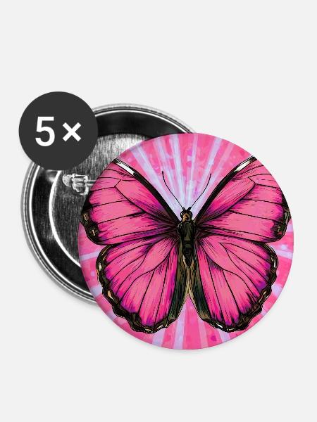 Schmetterling - Buttons groß 56 mm (5er Pack) - Weiß