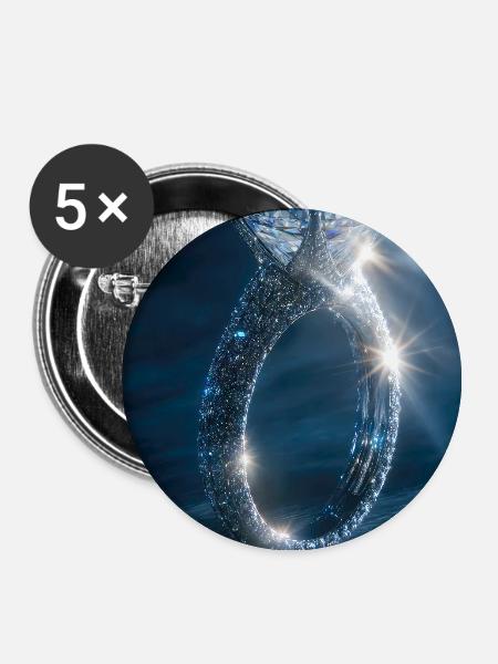 Diamantring-Glanz - Buttons groß 56 mm (5er Pack) - Weiß