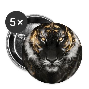 Golden Ember Tiger - Buttons large 2.2''/56 mm (5-pack) - white - Front